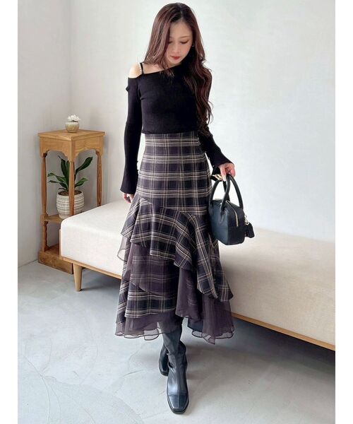 追加生産】異素材使いティアードスカート（スカート）｜MERCURYDUO
