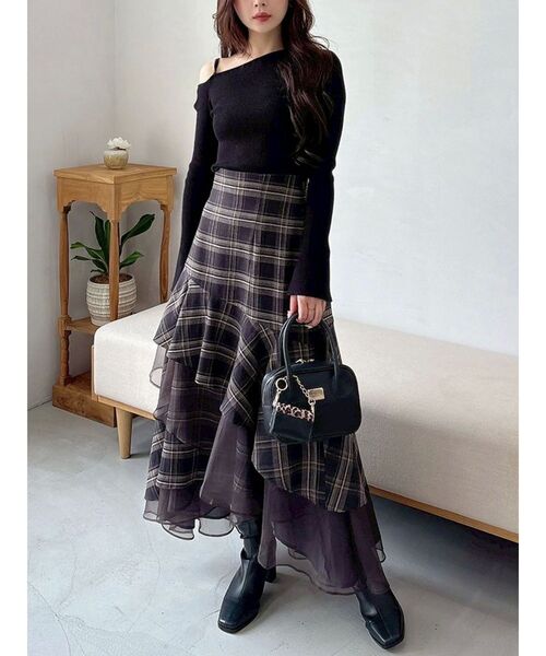 追加生産】異素材使いティアードスカート（スカート）｜MERCURYDUO