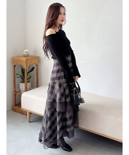 MERCURYDUO（マーキュリーデュオ）の「【追加生産】異素材使いティアードスカート（スカート・レディース・ブラック/チャコールグレー/ネイビー・SMALL/MEDIUM）」の22枚目の写真