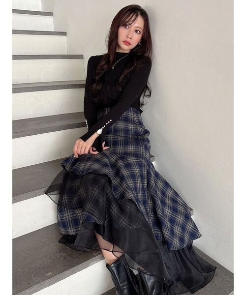 追加生産】異素材使いティアードスカート（スカート）｜MERCURYDUO