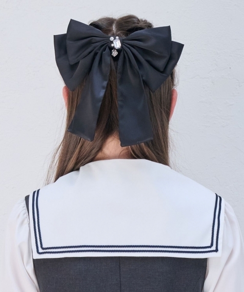 mezzo piano Junior（メゾピアノジュニア）の「ビッグリボンバレッタ♪（その他ヘアアクセサリー・キッズ・アイボリー/ブラック・F）」の2枚目の写真