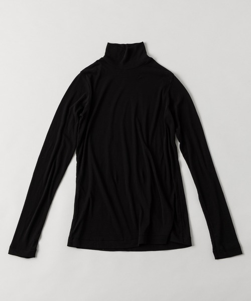 kuros'(クロス)の「【kuros’オリジナル】タートルネックコットンシアーロングスリーブTシャツ(Tシャツ/カットソー・レディース・ホワイト/ブラック・SMALL/MEDIUM)」の3枚目の写真