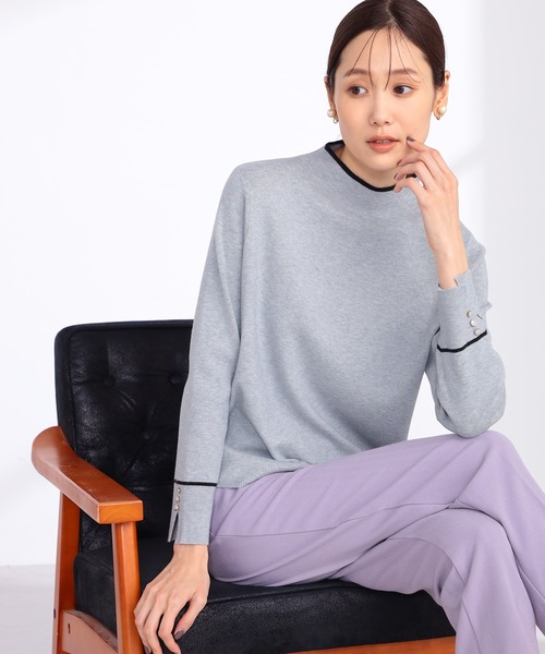 GALLORIA(ギャローリア)の「配色ボトルネックニット(ニット/セーター・レディース・ブラック/ライトパープル/グレー・LL/S/M/L)」の3枚目の写真