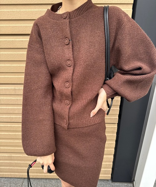 SOLID KNIT CARDIGAN WITH SKIRT（ニット/セーター）｜Ameri（アメリ