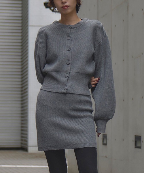 SOLID KNIT CARDIGAN WITH SKIRT（ニット/セーター）｜Ameri（アメリ
