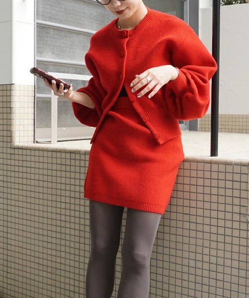 Ameri アメリ SOLID KNIT CARDIGAN WITH SKIRT セール】SOLID KNIT CARDIGAN WITH SKIRT（ニット/セーター）｜Ameri
