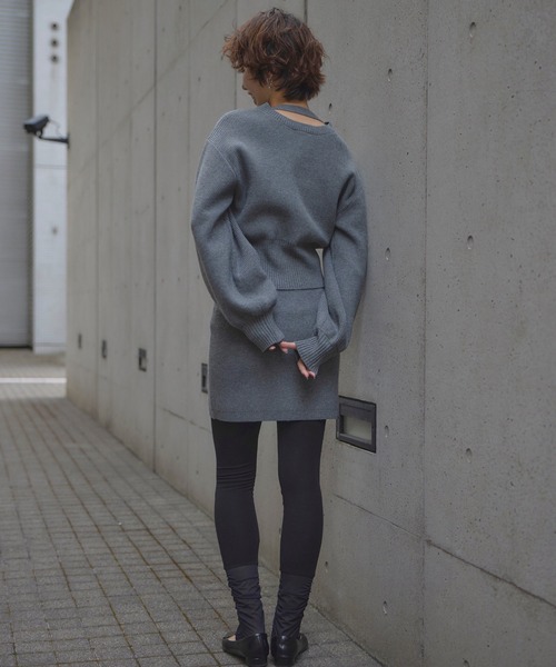 セール】SOLID KNIT CARDIGAN WITH SKIRT（ニット/セーター）｜Ameri