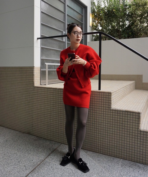 セール】SOLID KNIT CARDIGAN WITH SKIRT（ニット/セーター）｜Ameri