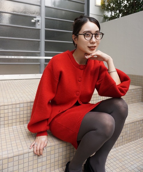 Ameri（アメリ）の「SOLID KNIT CARDIGAN WITH SKIRT（ニット/セーター