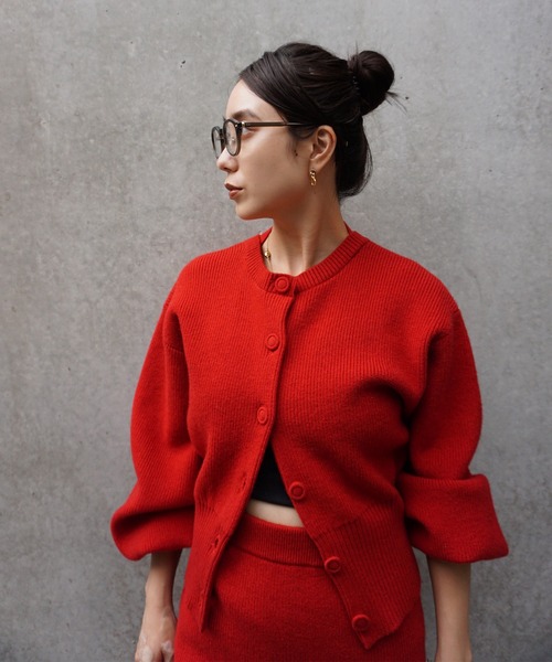 セール】SOLID KNIT CARDIGAN WITH SKIRT（ニット/セーター）｜Ameri