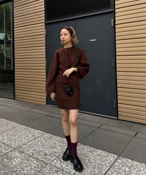 SOLID KNIT CARDIGAN WITH SKIRT（ニット/セーター）｜Ameri（アメリ