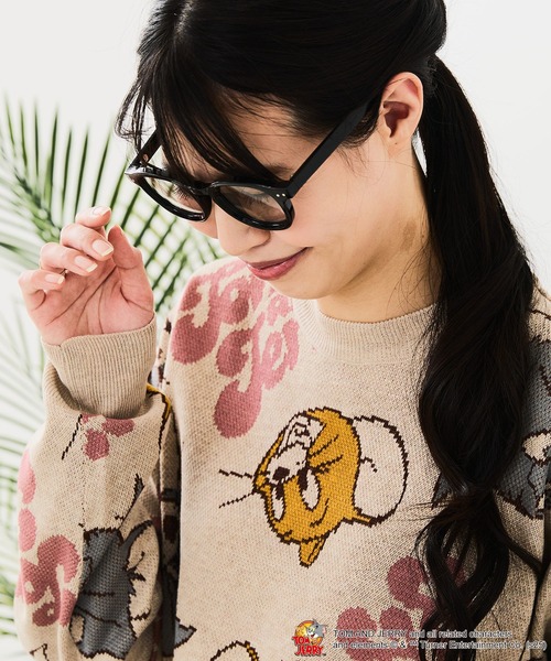 Tom＆Jerry（トムアンドジェリー）の「【TOM&JERRY/トムとジェリー】ジャガードニット（ニット/セーター・レディース・オフホワイト/ベージュ/グレー/ネイビー/ワイン/ブルー・LARGE/MEDIUM）」の4枚目の写真