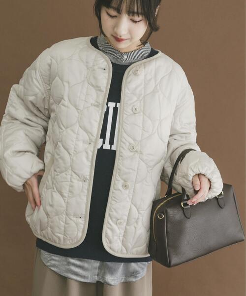 ITEMS URBANRESEARCH（アイテムズ アーバンリサーチ）の「瓢箪キルト中綿ブルゾン（ダウンジャケット/コート・レディース・ホワイト系その他/ブラック/カーキ・FREE）」の4枚目の写真