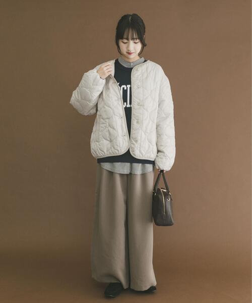 ITEMS URBANRESEARCH（アイテムズ アーバンリサーチ）の「瓢箪キルト中綿ブルゾン（ダウンジャケット/コート・レディース・ホワイト系その他/ブラック/カーキ・FREE）」の8枚目の写真