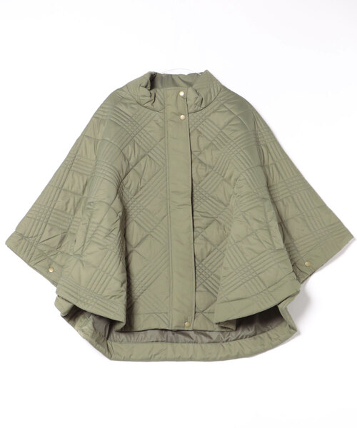 STYLEBLOCK（スタイルブロック）の「ソフトタフタキルティングポンチョ（ダウンジャケット/コート・レディース・アイボリー/ブラック/カーキ・M）」の3枚目の写真