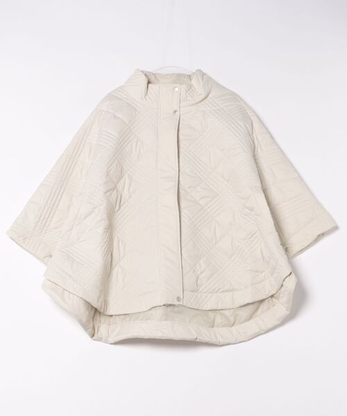 STYLEBLOCK（スタイルブロック）の「ソフトタフタキルティングポンチョ（ダウンジャケット/コート・レディース・アイボリー/ブラック/カーキ・M）」の2枚目の写真