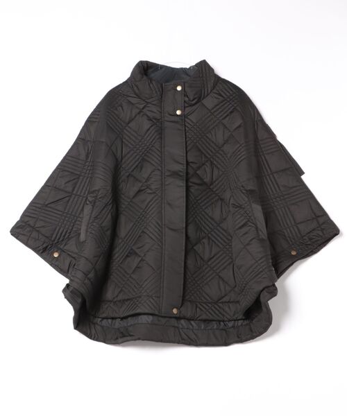 STYLEBLOCK（スタイルブロック）の「ソフトタフタキルティングポンチョ（ダウンジャケット/コート・レディース・アイボリー/ブラック/カーキ・M）」の7枚目の写真