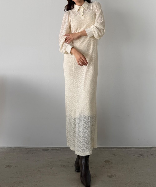 Louere(ルエレ)の「ポロレースドレス(ペチワンピースセット)(ドレス・レディース・アイボリー/ブラック/グレー・SMALL/MEDIUM/LARGE/X-LARGE)」の7枚目の写真