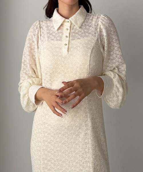 Louere(ルエレ)の「ポロレースドレス(ペチワンピースセット)(ドレス・レディース・アイボリー/ブラック/グレー・SMALL/MEDIUM/LARGE/X-LARGE)」の8枚目の写真
