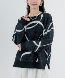 【ANNA LUNA】 大人モード な 幾何柄 ジャガード ニット