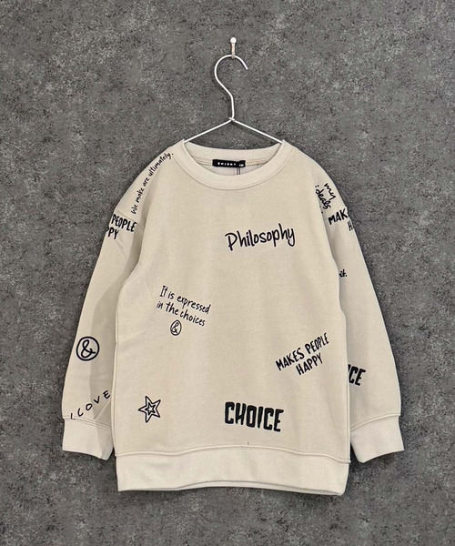 キッズ 裏起毛 オーバーサイズ ロゴ トレーナー（スウェット）｜ZI-ON