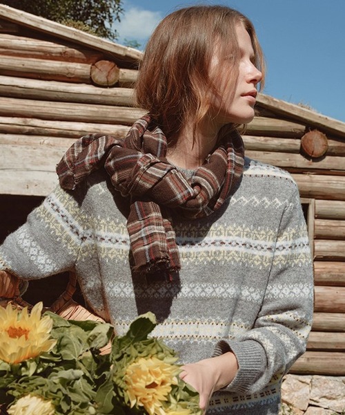 ラウンドネック フェアアイル柄 ウールニットトップス FQ25S303【Fano Studios】【2025AW】