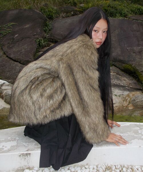セール】Fur Jacket (FL-046_Gray)（ムートンコート）｜FLAREUP
