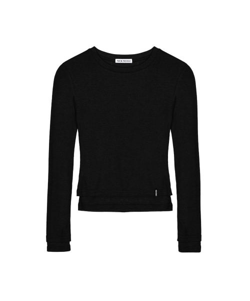 NICK&NICOLE(ニックアンドニコール)の「MINIMAL DOUBLE LAYERED LONG SLEEVE TOP_BLACK(Tシャツ/カットソー・レディース・その他・FREE)」の1枚目の写真