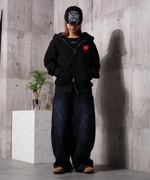 #MEMORY(メモリー)の「【MEMORY】ヘビーウェイト ドリップハート ダブルZIP パーカー / Drip Heart Double ZIP Hoodie(パーカー・メンズ・ネイビー/ブラック/グレー・L/S/M)」の6枚目の写真
