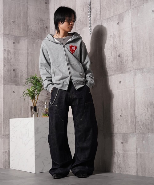 #MEMORY(メモリー)の「【MEMORY】ヘビーウェイト ドリップハート ダブルZIP パーカー / Drip Heart Double ZIP Hoodie(パーカー・メンズ・ネイビー/ブラック/グレー・L/S/M)」の13枚目の写真