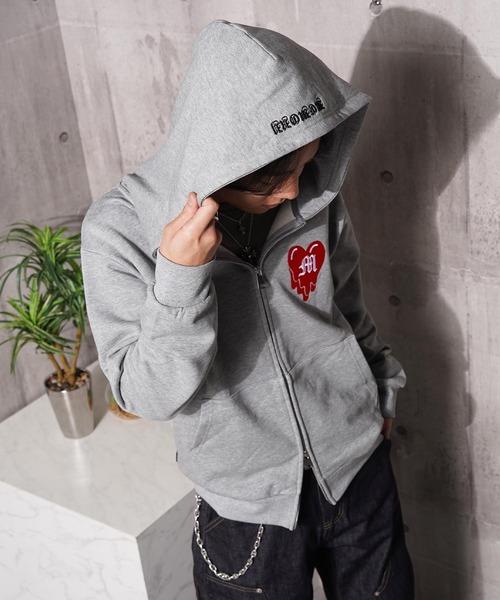 #MEMORY(メモリー)の「【MEMORY】ヘビーウェイト ドリップハート ダブルZIP パーカー / Drip Heart Double ZIP Hoodie(パーカー・メンズ・ネイビー/ブラック/グレー・L/S/M)」の16枚目の写真