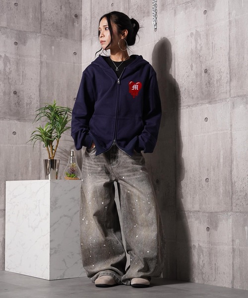 #MEMORY(メモリー)の「【MEMORY】ヘビーウェイト ドリップハート ダブルZIP パーカー / Drip Heart Double ZIP Hoodie(パーカー・メンズ・ネイビー/ブラック/グレー・L/S/M)」の20枚目の写真