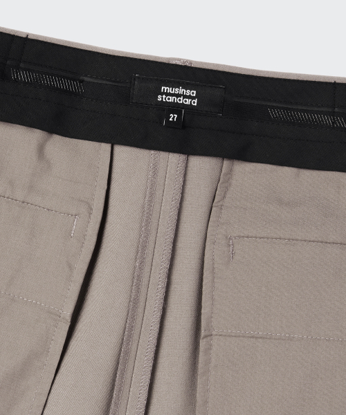 MUSINSA STANDARD WOMAN（ムシンサスタンダードウーマン）の「ウィメンズ ローウエストディープタックエクストラワイドヒドゥンバンディングスラックス [ライトベージュ]（スラックス・レディース・その他・34/32/30/31/24/25/26/27/28/29）」の7枚目の写真