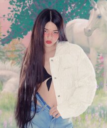 YOUHEE（ユヒ）の「YOUHEE FLOWER CROP DOWN JUMPER WHITE（ダウンジャケット/コート）」