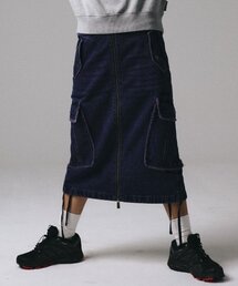 COLOR WASH POCKET DENIM SKIRT CHARCOAL