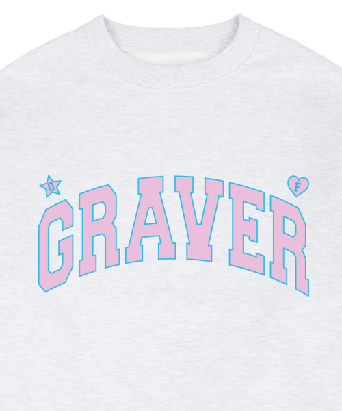 GRAVER（グレーバー）の「[ユニセックス]OF GRAVER アーチロゴマンツーマン_メランジホワイト（スウェット・レディース・ホワイト・LARGE/X-LARGE/SMALL/MEDIUM）」の3枚目の写真