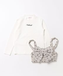 PINKHUNT（ピンクハント）の「PINKHUNT ピンクハント リボンビスチェ付きロンT 1157K（ボトムス別売）（Tシャツ/カットソー・キッズ）」