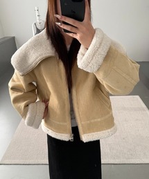 COCOMOMO（ココモモ）の「ビッグカラーフェイクムートンボアジャケット フェイクムートン ボア ブルゾン ジャケット フライトジャケット アウター（ムートンコート）」