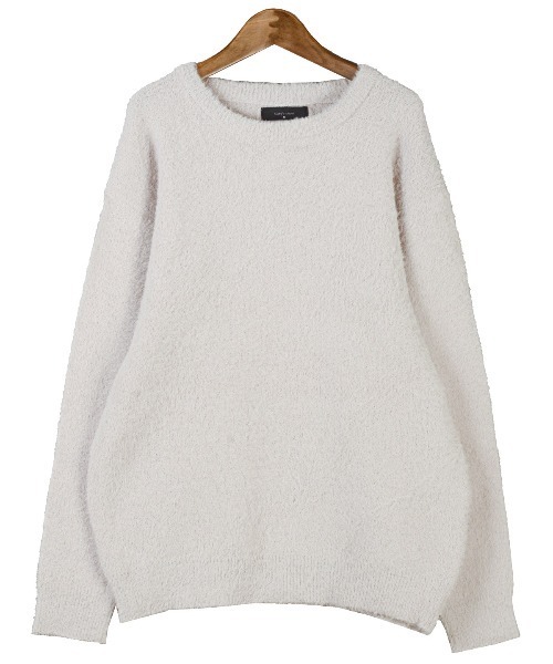 LUXSTYLE(ラグスタイル)の「フェザーヤーンクルーネックニット(ニット/セーター・メンズ・グレイッシュベージュ/ブラック/チャコールグレー・M/L)」の15枚目の写真