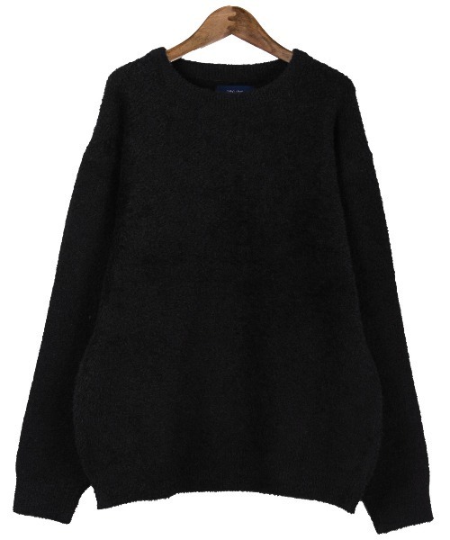 LUXSTYLE(ラグスタイル)の「フェザーヤーンクルーネックニット(ニット/セーター・メンズ・グレイッシュベージュ/ブラック/チャコールグレー・M/L)」の16枚目の写真