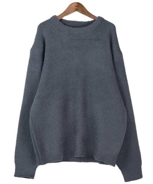 LUXSTYLE(ラグスタイル)の「フェザーヤーンクルーネックニット(ニット/セーター・メンズ・グレイッシュベージュ/ブラック/チャコールグレー・M/L)」の17枚目の写真