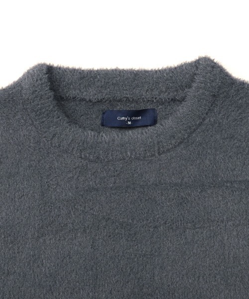 LUXSTYLE(ラグスタイル)の「フェザーヤーンクルーネックニット(ニット/セーター・メンズ・グレイッシュベージュ/ブラック/チャコールグレー・M/L)」の18枚目の写真