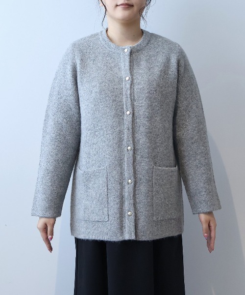 セール】【L～6L 大きいサイズ】ダブルジャガードニットカーディガン