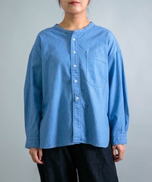 OMNIGOD | [OMNIGOD womens / オムニゴッド] ナチュラルライトオンスデニム ワイドスタンドカラーシャツ(シャツ/ブラウス)