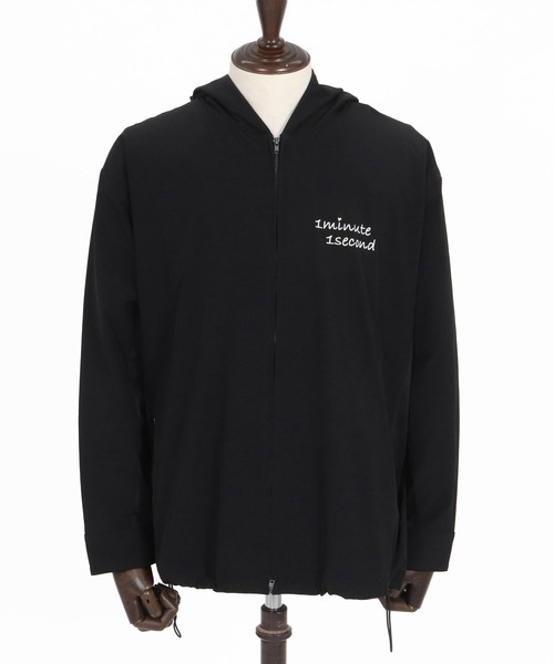 1minute 1second(ワンミニットワンセカンド)の「mpa4000-cursive embroidery nylon jersey hoodie パーカー(1M26H010)(パーカー・メンズ・ブラック/ネイビー/ホワイト・S/M/L/XL)」の17枚目の写真