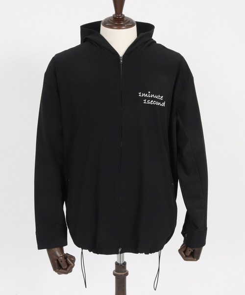 1minute 1second(ワンミニットワンセカンド)の「mpa4000-cursive embroidery nylon jersey hoodie パーカー(1M26H010)(パーカー・メンズ・ブラック/ネイビー/ホワイト・S/M/L/XL)」の18枚目の写真