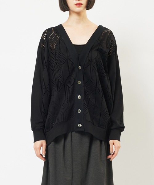 gomme（ゴム）の「バルーンメッシュカーディガン（カーディガン/ボレロ・レディース・ブラック・MEDIUM）」の6枚目の写真