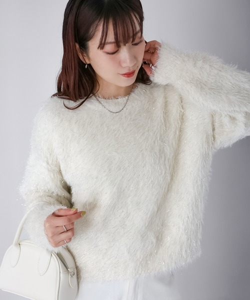 Riberry(リベリー)の「ラメシャギーニット(ニット/セーター・レディース・ネイビー/アイボリー/チャコールグレー/ピンク・FREE)」の17枚目の写真