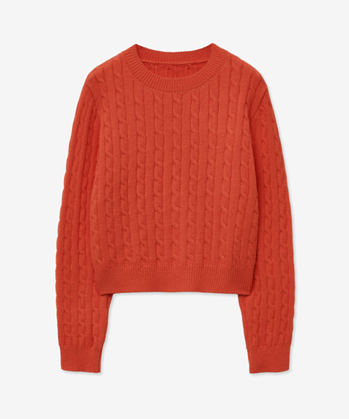 LADY VOLUME(レディーボリューム)の「CABLE ROUND CROP KNIT_RED(ニット/セーター・レディース・その他・SMALL/MEDIUM)」の2枚目の写真