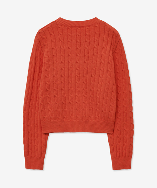 LADY VOLUME(レディーボリューム)の「CABLE ROUND CROP KNIT_RED(ニット/セーター・レディース・その他・SMALL/MEDIUM)」の3枚目の写真